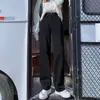 Jeans Negros de Pierna Ancha con Cintura Alta y Corte Recto para Mujeres Petites, Moda Femenina Primavera y Otoño 2021
