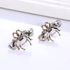 Nova Série Animal Criativa Brincos de Estilo Europeu e Americano Liga Pintada de Óleo Pequenas Abelhas Brincos de Diamante Brincos Transfronteiriços
