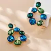 Pendientes de plata con diamantes de estilo europeo y americano transfronterizo, forma cuadrada y ovalada, pendientes de estilo fresco para verano, pendientes de diseño nicho para mujer