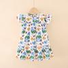 Vestido de Algodón Corte A Oujitu Primavera Manga de Encaje Ropa para Niños Estampado de Dibujos Animados Vestido Infantil para Niños Pequeños y Medianos
