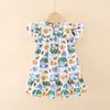 Vestido de algodón con estampado de dibujos animados de línea A para niñas pequeñas y medianas de primavera, ropa infantil, vestido infantil, una generación de pelo