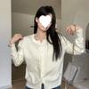 Estilo coreano doce picante macio glutinoso cor sólida versátil manga longa estilo ocidental cardigã de tricô outono inicial justo para usar por dentro e por fora top elegante