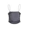 Colete de Alça de Borracha Lisa Estilo Hot Girl para Mulheres Usarem Fora no Verão e Dentro com Cropped Ultra-Curto de Cintura Alta com Pregas Finas