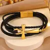 Item popular de comércio exterior: Pulseira Trançada de Cruz, Pulseira Masculina de Aço Inoxidável de Três Camadas com Design Único, Não Desbota, Atacado