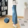 Um item essencial para mulheres baixinhas! Jeans Wide-Leg Feminino Outono 2026, Calça Cropped Wide-Leg de Cintura Alta com Stretch em Quatro Direções Emagrecedora