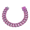 Joyería Estilo Rap Diamante de 15 mm Forma de Diamante Tres Filas Cierre de Resorte de Diamante Collar de Diamantes de Colores Personalizado de Moda para Hombre Cadena Cubana Resistente Hip-Hop
