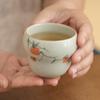 Mesa de hielo pintada a mano, taza de calabaza de caqui naranja, taza maestra, taza de té de cerámica para el hogar, taza individual, juego de té de kung fu, taza de degustación de té, color bajo esmaltado