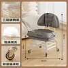 Banqueta Giratória com Altura Ajustável e Rodas Silenciosas, Cadeira com Encosto, Banqueta Baixa, Banqueta Amiga de Crianças, Banqueta para Trocar Sapatos, Design Moderno Simples