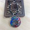 Collar vintage de esmalte cloisonné, estilo étnico, con doble cara, flor de peonía de fénix y ruyi, cadena larga de lana para mujer.