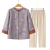 Novas Camisas Estilo Chinês para Mulheres de Meia-Idade e Idosas, Roupas de Primavera para Mães, Conjuntos de Roupas Elegantes e Dignos para Avós, Casacos Finos para Senhoras Idosas