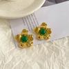 Pendientes de Flor de Pintura al Óleo del Arte de Van Gogh, Pendientes Elegantes de Moda Retro Literaria, Agujas de Plata, Pendientes Medievales de Alta Gama