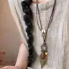 Collar Metálico Vintage con Lazo Desgastado, Colgante de Anillo Largo Bohemio Simple y Versátil, Joyería de Alta Gama
