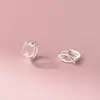 Pendientes de Plata de Ley S925 Nalan Diseño Exquisito de Nicho Asimétricos de un Solo Diamante Cortado Gato Pez M07162