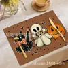 Set Fantasma de Amazon Mantel de Comedor Estilo Occidental Calavera de Terror Ambiente Mantel Decorativo de Comedor Lino Estampado Mantel con Aislamiento Térmico