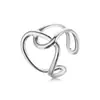 Anillo Abierto Transfronterizo de Acero de Titanio Europeo y Americano para Mujer, Anillo Ajustable Geométrico de Acero Inoxidable de Nicho Personalizado, Joyería Irregular