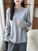 Nuevo Otoño 2026 Suéter de Punto para Mujer 100% Lana Estilo Simple Cuello Redondo Holgado Adelgazante