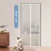 Porta de Malha Macia com Zíper, Porta Antifurto, à Prova de Mosquitos, Amigável para Animais de Estimação, Instalação Sem Pregos, Ventilação em Forma de U, Cortina de Porta à Prova de Gatos, Cinza