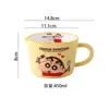 Taza medidora de cerámica oficial de la colaboración de Crayon Shin-chan, para uso doméstico, ideal para leche, desayuno y repostería creativa, con marcas para una fácil medición