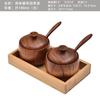 Tarro de condimentos de madera de azufaifa caja creativa de condimentos para cocina tarro de sal retro para el hogar con tapa juego de tarros de condimentos LOGOTIPO personalizado