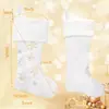 Meia de Natal Dourada com Lantejoulas em Floco de Neve para Presente, Saco de Doces, Pingente, Decoração de Meia de Natal