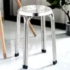 Banqueta Redonda de Aço Inoxidável Simples Moderna Espessada Pequena Banqueta de Metal com Quatro Pernas Cadeira Redonda Sala de Estar Casa Exterior Banqueta Baixa Assento