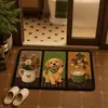 Tapete de chão de diatomita estilo retrô com gato para banheiro e vaso sanitário, absorvente de água, secagem rápida, resistente à sujeira, resistente ao desgaste