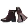 Botines versátiles dropshipping zapatos para madres de mediana edad moda con felpa interior retro otoño e invierno zapatos de cuero para mujer un botín