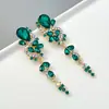 Conjunto de Joias Vintage de Colar e Brincos em Zircônia Verde Esmeralda Gota d'Água Estilo Palácio Retro, de Alto Padrão e Elegante