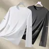Camiseta casual versátil de manga comprida para outono para homens, gola redonda, cor sólida da moda, confortável, respirável e com caimento solto