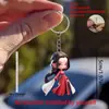 Pingente de chaveiro plano de vestido vermelho, acrílico 2D, nova menina dançarina de manga branca, decoração de carro transfronteiriça, item padrão de desenho animado