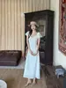 Vestido LS Francés Elegante Cuello en V Estilo Vacacional Mujer Guangzhou Shisanhang 2026 Verano Nuevo Estilo Falda 23227#