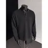 Sudadera retro de manga larga de marca moderna, chaqueta de otoño con cuello Henley y bordado de hilo rojo, Henley de peso pesado estilo americano