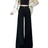 Jeans Acampanados Negros para Mujer Primavera/Verano 2026, Cubren la Cadera, Casuales, de Cintura Alta, Modernos, Versátiles, Adelgazantes, Pantalones de Pierna Ancha hasta el Suelo