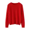 Suéter de punto con cuello redondo, nuevo modelo de otoño e invierno, top de mujer 100% cachemira pura, tejido sin costuras, color liso, cálido