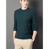 Sudadera de Waffle de Manga Larga Nueva para Hombre 2026, Camiseta Básica de Color Sólido para Primavera y Otoño, Camiseta Casual Versátil de Cuello Redondo para Hombres de Mediana Edad