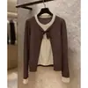 Suéter de Punto de Manga Larga Patchwork Estilo Coreano Falso de Dos Piezas Nuevo Otoño 2026 para Mujer, Diseño Único y Hermoso, Top Adelgazante