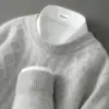 Nuevo Suéter de Lana de Negocios para Hombre Otoño e Invierno, Jersey de Cuello Redondo, Corte Holgado, Talla Grande, Suéter Grueso de Punto Cachemir