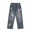 E-commerce Transfronteiriço Amazon Nanyou Marca da Moda CH Bordado com Patch de Couro Jeans Largo Retrô Unissex Estilo Casal