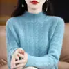 Suéter de Cachemir Transfronterizo para Mujer 2026 Otoño e Invierno Nuevo Estilo Cuello Alto Medio Tejido Grueso Jersey Holgado Moderno y Versátil
