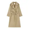 Gabardina clásica de sarga con silueta Maillard para mujer, de longitud media, nueva colección otoño 2026, con cuello alto y diseño de doble botonadura