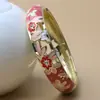 Pulsera Ancha Hueca, Pulsera Estilo Étnico Vintage Cloisonné, Joyería de Moda, Regalo Turístico de Beijing para Novia o Madre