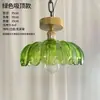 Lámpara colgante verde, lámpara colgante pequeña de mesita de noche, estilo de mediados de siglo, lámpara para pasillo de entrada, lámpara de madera maciza retro francesa, alta calidad
