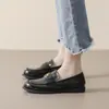 Zapatos de Mocasín sin Cordones Estilo Universitario con Punta Redonda, Otoño Retro, Hebilla Dorada, Tacones Gruesos y Suelas Gruesas, Mocasines Estilo Británico para Mujer