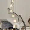 Novo Lustre Longo Estilo Chinês Todo em Cobre para Sala de Estar, Sala de Jantar de Villa Duplex, Escada Giratória Oca Criativa, Luminária para Loft
