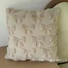 Stock Listo Funda de Almohada Acolchada Bordada Transfronteriza Funda de Almohada Bordada de Felpa con Lazo Sin Relleno Cojín de Mesita de Noche Venta al por Mayor