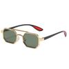 Óculos de Sol Metalizados Modernos Transfronteiriços com Ponte Dupla, Óculos de Sol Fashion para Homens de Negócios ao Ar Livre Anti-UV, Óculos Personalizados com Armação Pequena