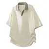 Camisa Polo de Bloques de Color Patchwork Manga Corta para Hombre Verano Holgada Versátil Cuello Camisero Manga Media Camiseta Suministro Transfronterizo Moda Ropa para Hombre