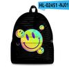 Mochila informal 3D Cross-borDer con cara sonriente, estilo preppy, para la escuela y el ocio.