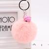 Llavero de bola de pelo de campana de Navidad colgante de bolsa de bola de pelo de imitación de conejo Rex llavero de felpa navideño venta al por mayor promocional