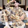 Fábrica de Origem Pijama Masculino de Flanela Outono e Inverno Juventude Veludo Engrossado Desenho Animado Casual Conjunto de Roupa para Casa